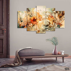 Vibrant Colored Petals Bloom Nature (5 Panel) Floral Wall Art - Prime Décor