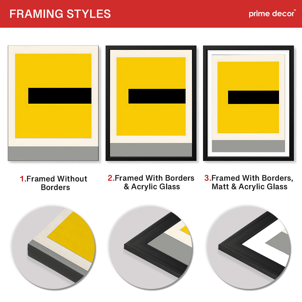Black Yellow & Grey Abstract Design | Abstract Office Artwork #0051 - Prime Décor