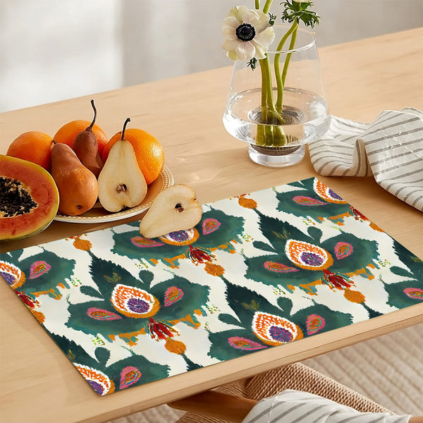 Greenish Anthemion Floral Pattern | Table Runner and Placemat Set