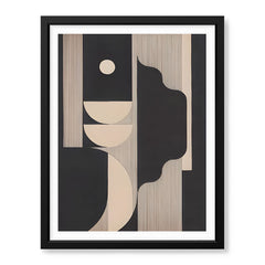 Black & Beige Geometric Shape Lines Artwork | Abstract Office Artwork #00520