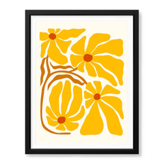 Beautiful Yellow Flowers With Red Leaves | Abstract Floral Artwork #00526