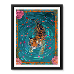 Brave Bengal Tiger Swimming In The Lake | Abstract Animal Artwork #00527