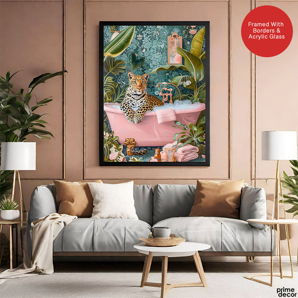 Aesthetic Brave Tiger In A Bath Tub | Abstract Animal Artwork #00528