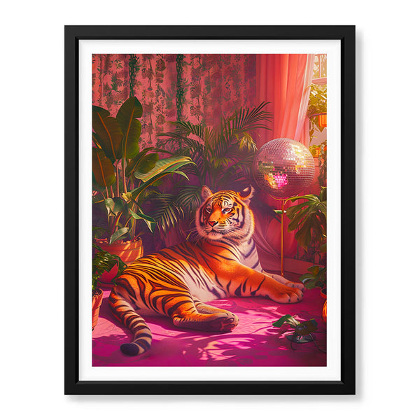 Aesthetic Brave Tiger In A Red Light | Abstract Animal Artwork #00529