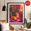 Aesthetic Brave Tiger In A Red Light | Abstract Animal Artwork #00529