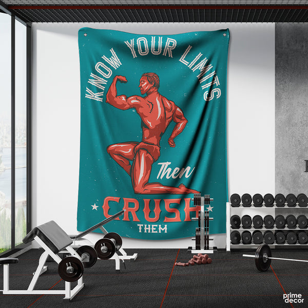 Know Your Limits Then Crush Them Typography | Gym Tapestry