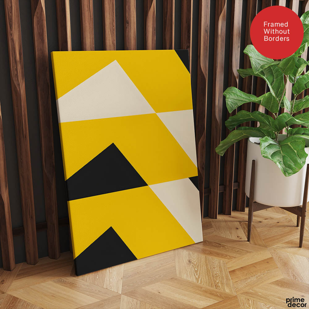 Black Yellow & White Abstract Design | Abstract Office Artwork #0052 - Prime Décor