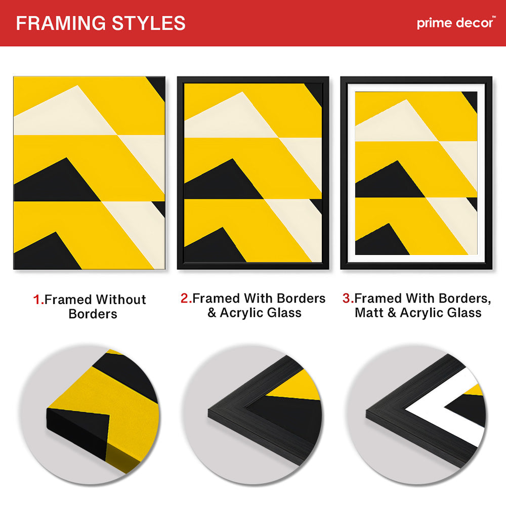 Black Yellow & White Abstract Design | Abstract Office Artwork #0052 - Prime Décor