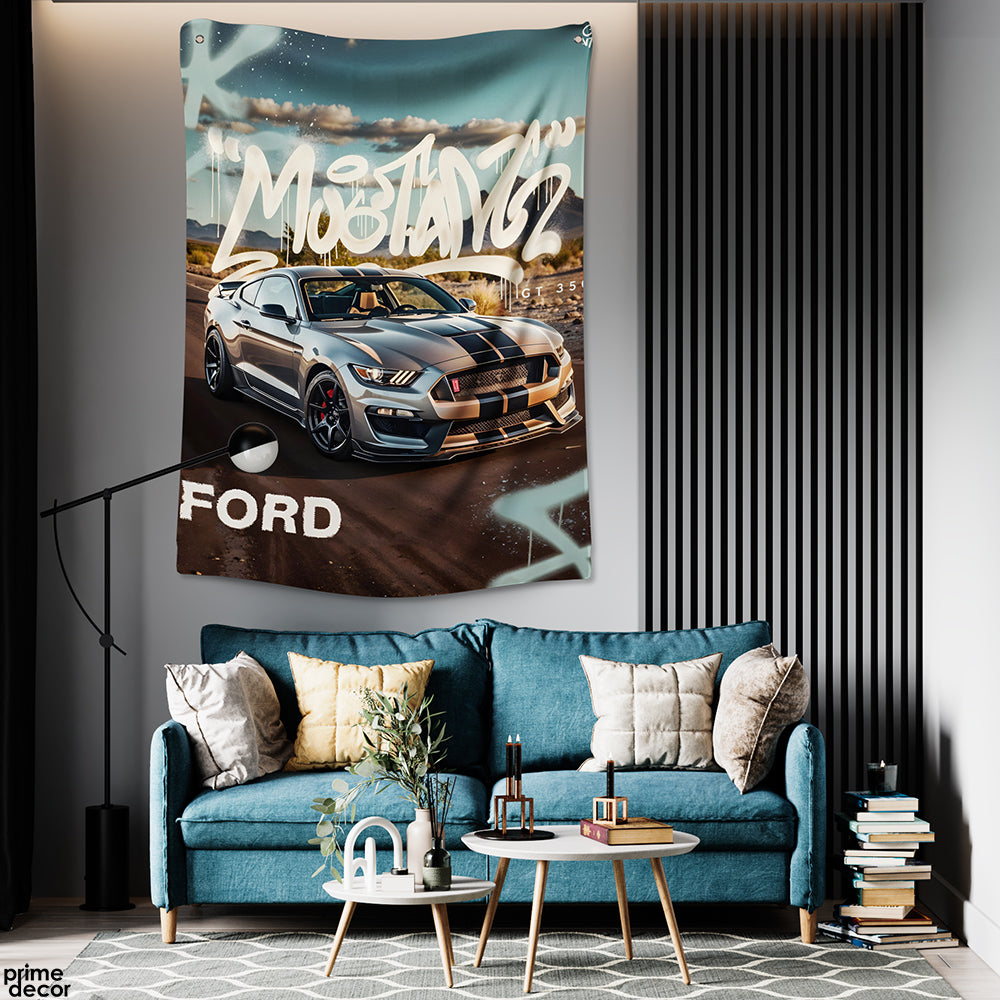 Ford Mustang GT 350 Graffiti Style Art | Cars Tapestry - Prime Décor