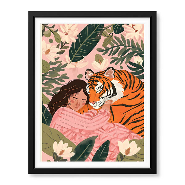 Aesthetic Tiger With A Girl Portrait | Abstract Fashion Artwork #00530