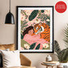 Aesthetic Tiger With A Girl Portrait | Abstract Fashion Artwork #00530