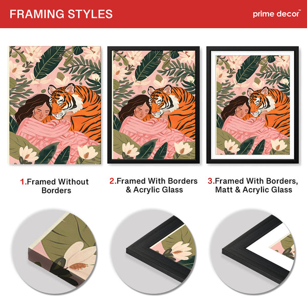 Aesthetic Tiger With A Girl Portrait | Abstract Fashion Artwork #00530