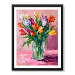 Beautiful Colorful Flowers In A Pot | Abstract Floral Artwork #00533