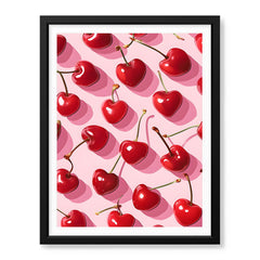 Beautiful Heart Shape Cherry Over Pink Background | Abstract Floral Artwork #00535