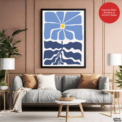 Beautiful Blue Flowers With Purple Leaves | Abstract Floral Artwork #00538