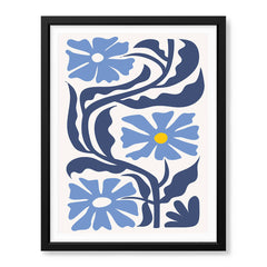 Beautiful Blue Flowers With Purple Exotic Leaves | Abstract Floral Artwork #00539