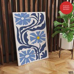 Beautiful Blue Flowers With Purple Exotic Leaves | Abstract Floral Artwork #00539