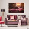 Pink Racing Car In A Rainy Night (Single Panel) Car Wall Art