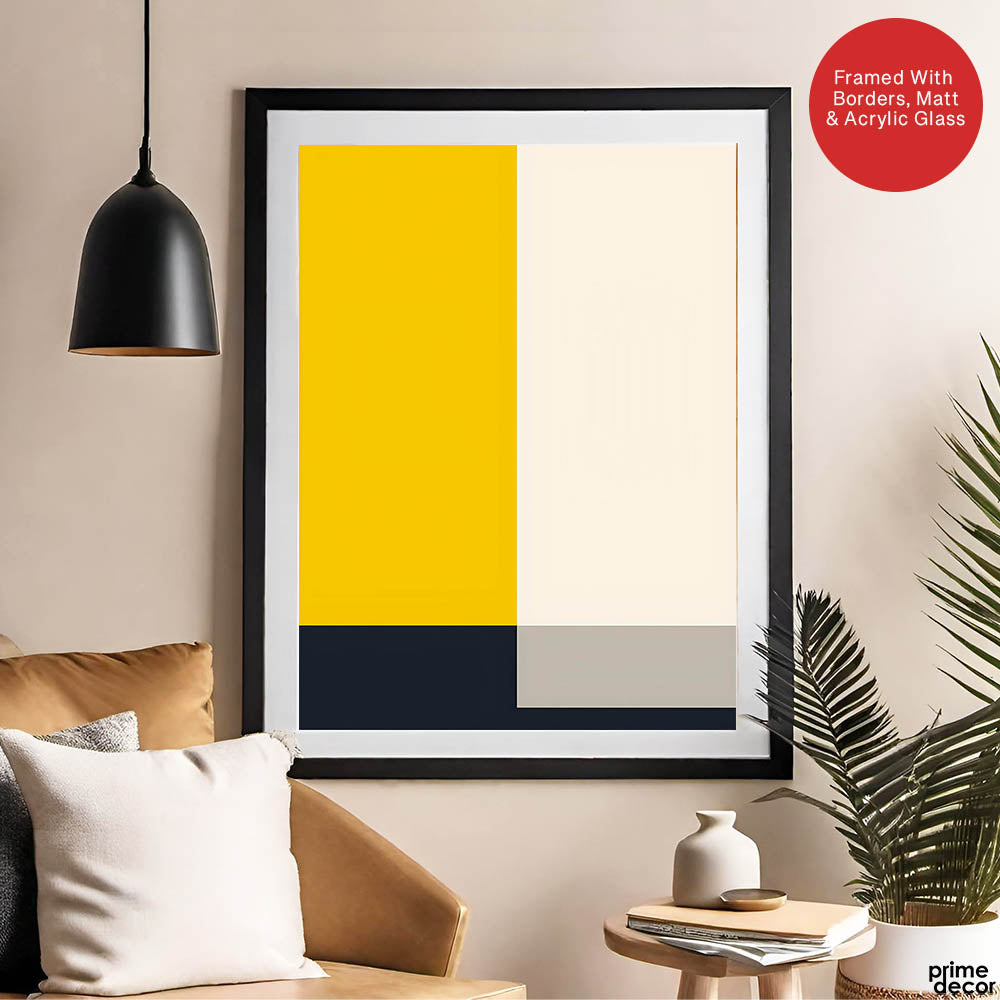 Black Yellow & Grey Beige Abstract Design | Abstract Office Artwork #0053 - Prime Décor
