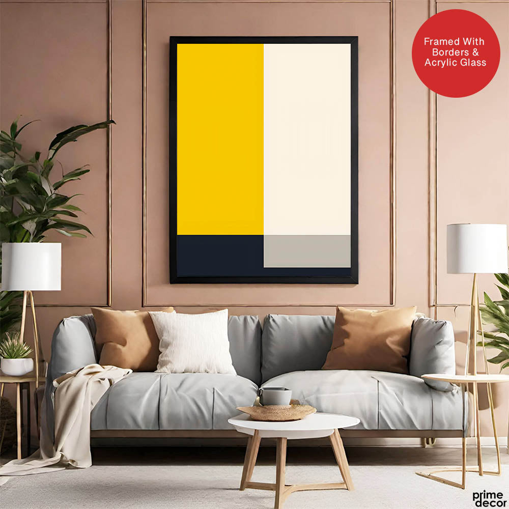 Black Yellow & Grey Beige Abstract Design | Abstract Office Artwork #0053 - Prime Décor