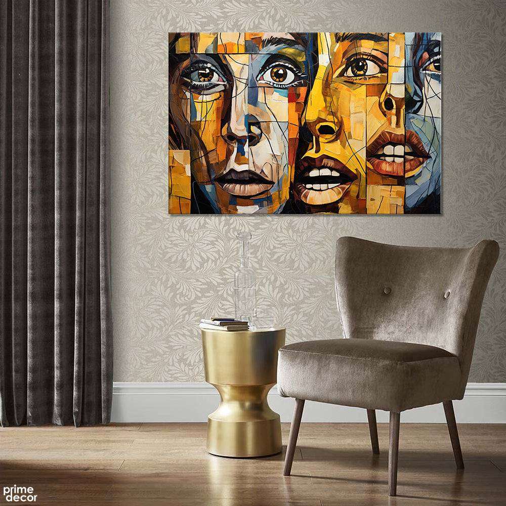 Astonished Faces Surrealism (Single Panel) Abstract Wall Art - Prime Décor