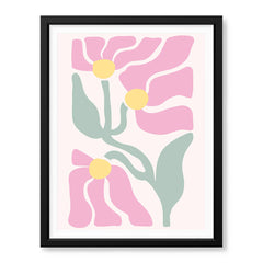 Beautiful Pink Flowers With Green Exotic Leaves | Abstract Floral Artwork #00540