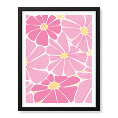 Beautiful Pink & Red Flowers Over White Background | Abstract Floral Artwork #00541