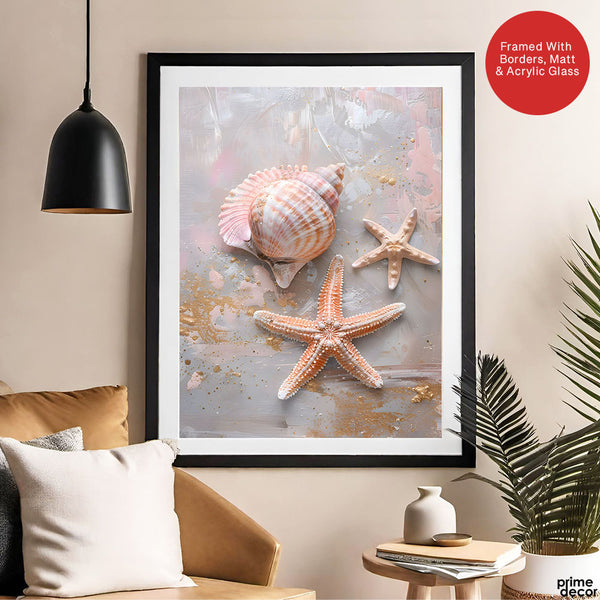 Beautiful Star Shape Seashells On The Beach | Abstract Nature  Artwork #00544