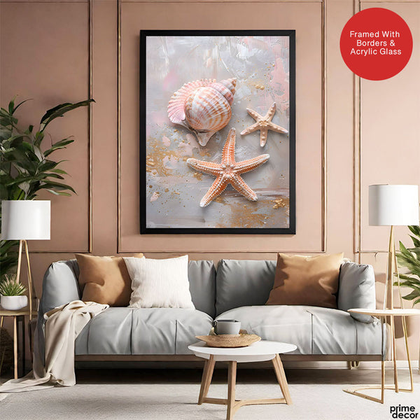 Beautiful Star Shape Seashells On The Beach | Abstract Nature  Artwork #00544