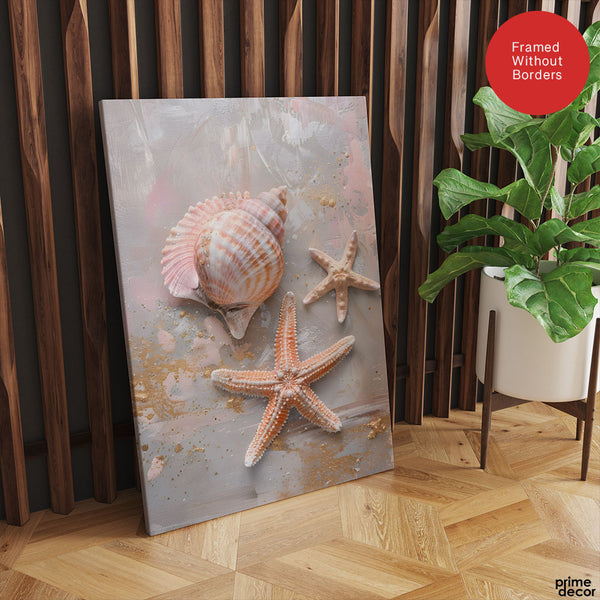 Beautiful Star Shape Seashells On The Beach | Abstract Nature  Artwork #00544