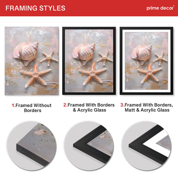 Beautiful Star Shape Seashells On The Beach | Abstract Nature  Artwork #00544