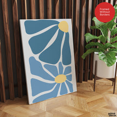Beautiful Blue & Yellow Flowers | Abstract Floral Artwork #00545