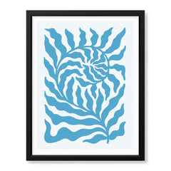 Beautiful Blue Exotic Leaves Art | Abstract Floral Artwork #00546