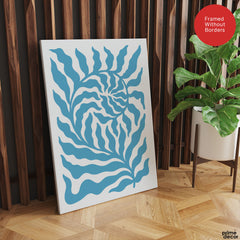 Beautiful Blue Exotic Leaves Art | Abstract Floral Artwork #00546