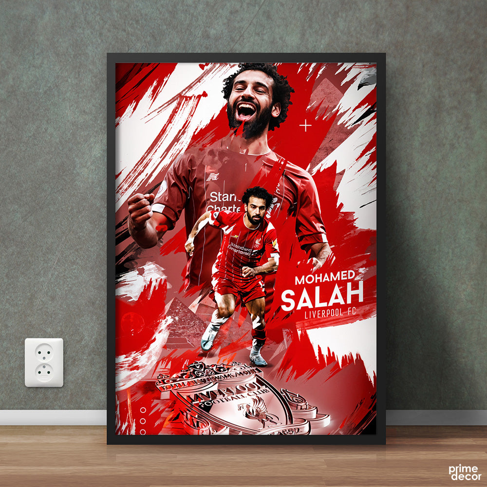 Mohamed Salah In Red White Splashes Liverpool FC | Sports Wall Art - Prime Décor