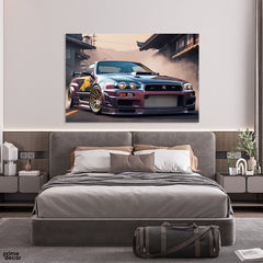 Beautiful Classic Racing Car On Street (Single Panel) Car Wall Art