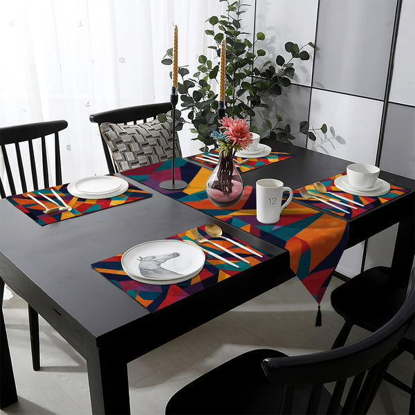 Colorful Abstract Grometric Shapes | Table Runner and Placemat Set