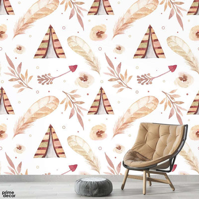 Abstract Floral Artwork Over White Background | Floral Wallpaper Mural