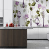 Roses & Spoons Purple Watercolor Style | Kitchen Wallpaper Mural