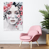 Beautiful Face Of A Girl With Flowers & Butterflies (Single Panel) Fashion Wall Art