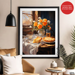 Beautiful Flowers With Vase On Breakfast Table | Abstract Nature Artwork #00560