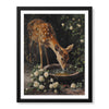 Beautiful Deer Drinking Water With White Flowers | Abstract Animal Artwork #00562