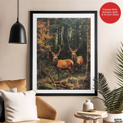 Deer's With Dominant Horns In The Forest | Abstract Animal Artwork #00563
