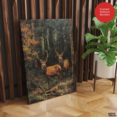 Deer's With Dominant Horns In The Forest | Abstract Animal Artwork #00563
