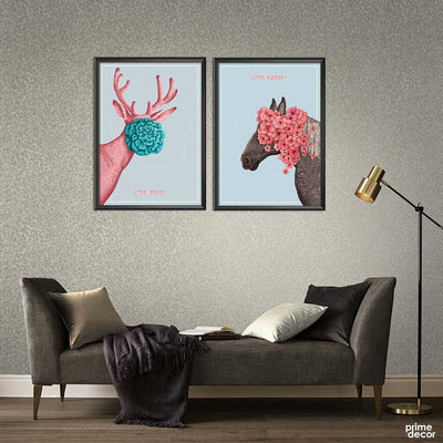 Abstract Deer Horse Vector (2 Panel) Animal Wall Art - Prime Décor