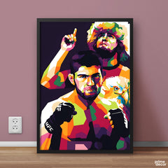 Khabib Nurmagomedov Colorful Pop Art With Eagle | Sports Poster Wall Art - Prime Décor