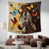 Abstract Artwork Of Zebra With Butterflies | Animal Tapestry