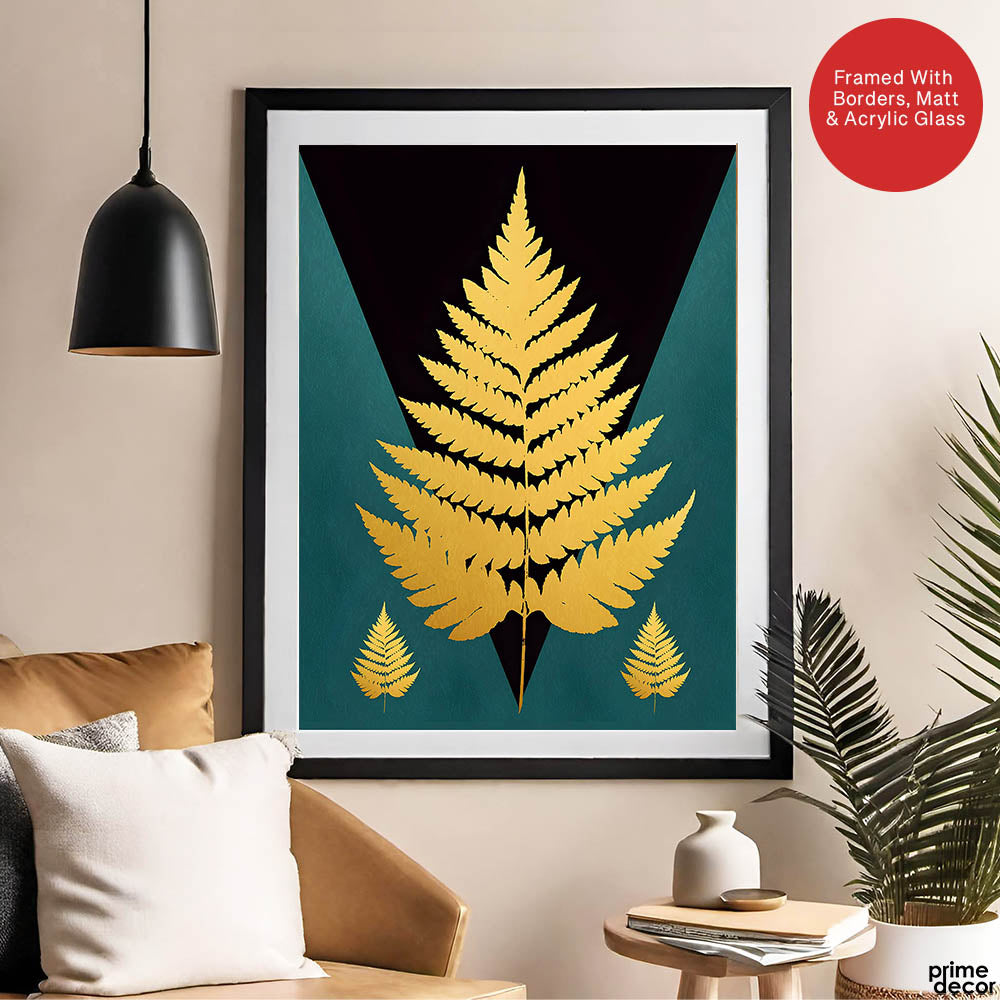 Gold Tropical Tree With Green And Black Background | Abstract Nature Artwork #0056 - Prime Décor