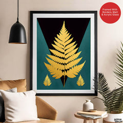 Gold Tropical Tree With Green And Black Background | Abstract Nature Artwork #0056 - Prime Décor