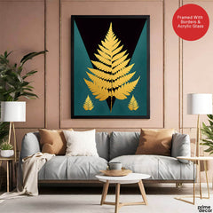 Gold Tropical Tree With Green And Black Background | Abstract Nature Artwork #0056 - Prime Décor